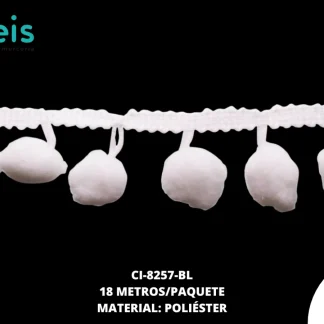MILLARE POMPOM 30MM REF: 1.5 cm BLANCO 18 METROS PAQUETE