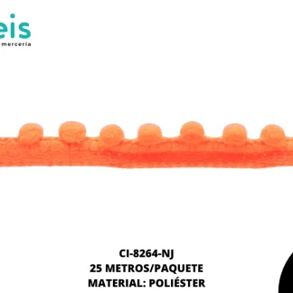 MILLARE POMPOM NEON CORTO 10MM REF: MP-5 NARANJA NEON 25 MTS/PAQ
