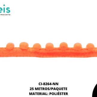 MILLARE POMPOM NEON CORTO 10MM REF: MP-5 NARANJA NEON 25 METROS/PAQUETE