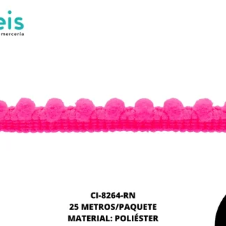 MILLARE POMPOM NEON CORTO 10MM REF: MP-5 ROSA NEON 25 METROS/PAQUETE