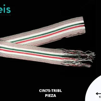 CINTURON GUADALUPANO BLANCO TRICOLOR 7.5CM X 1.70 MTS