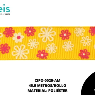 CINTA FAYA POPOTILLO INF FLOR 5/8 AMARILLO 45.5 M/ROLLO