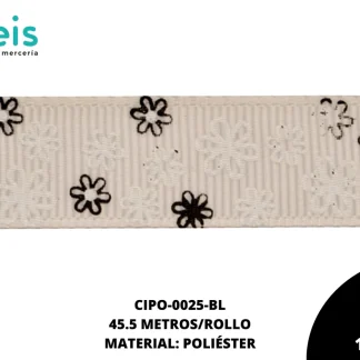 CINTA FAYA POPOTILLO INF FLOR 5/8 BLANCO 45.5 M/ROLLO