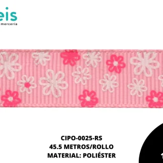 CINTA FAYA POPOTILLO INF FLOR 5/8 ROSA 45.5 M/ROLLO