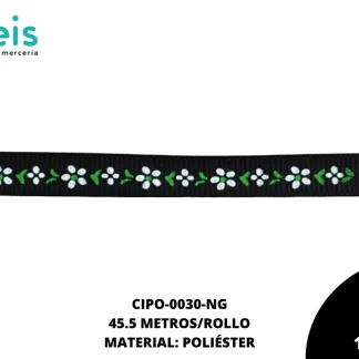 CINTA FAYA POPOTILLO FLORES REF: 1cm NEGRO 45.5 M/ROLLO