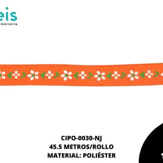 CINTA FAYA POPOTILLO FLORES REF: 1cm NARANJA 45.5 M/ROLLO