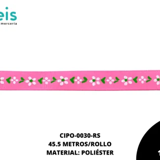 CINTA FAYA POPOTILLO FLORES REF: 1cm ROSA 45.5 M/ROLLO