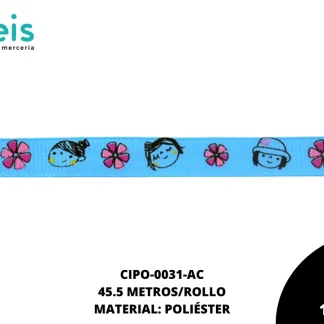 CINTA FAYA POPOTILLO MUÑECA 10mm REF: AI014 AZUL CIELO 45.5 M/ROLLO
