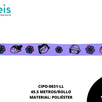 CINTA FAYA POPOTILLO MUÑECA 10mm REF: AI014 LILA 45.5 M/ROLLO