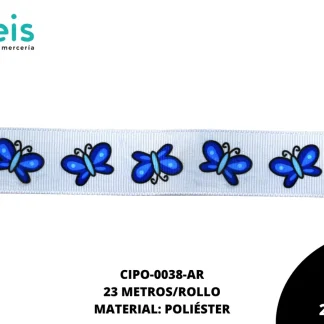 CINTA FAYA POPOTILLO BL MARIPOSA 2.5cm REF: #5 AZUL REY 23 M/ROLLO