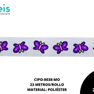CINTA FAYA POPOTILLO BL MARIPOSA 2.5cm REF: #5 MORADO 23 M/ROLLO