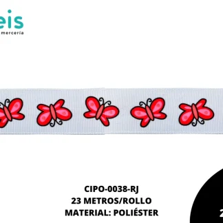 CINTA FAYA POPOTILLO BL MARIPOSA 2.5cm REF: #5 ROJO 23 M/ROLLO