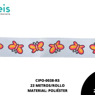 CINTA FAYA POPOTILLO BL MARIPOSA 2.5cm REF: #5 ROSA 23 M/ROLLO