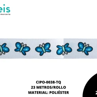 CINTA FAYA POPOTILLO BL MARIPOSA 2.5cm REF: #5 TURQUESA 23 M/ROLLO