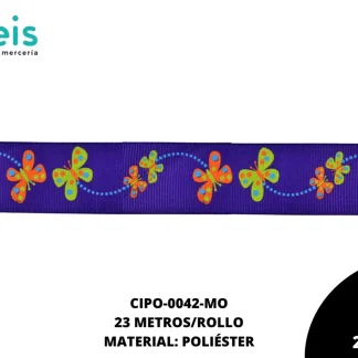 CINTA FAYA POPOTILLO MARIPOSA 2.5cm REF: #26 MORADO 23 M/ROLLO