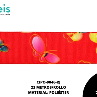 CINTA FAYA POPOTILLO MARIPOSA 2.5cm REF: #5 ROJO 23 M/ROLLO