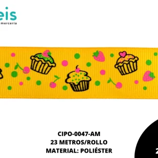 CINTA FAYA POPOTILLO CUPCAKE 2.5cm REF: #15 AMARILLO 23 M/ROLLO