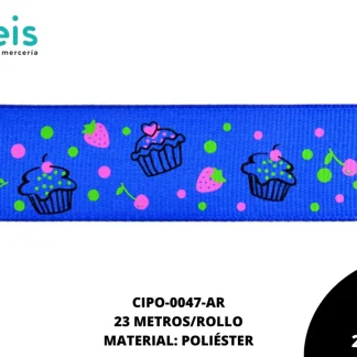 CINTA FAYA POPOTILLO CUPCAKE 2.5cm REF: #15 AZUL REY 23 M/ROLLO