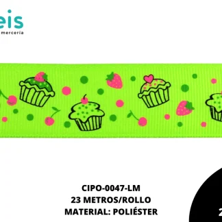 CINTA FAYA POPOTILLO CUPCAKE 2.5cm REF: #15 LIMON 23 M/ROLLO