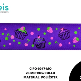CINTA FAYA POPOTILLO CUPCAKE 2.5cm REF: #15 MORADO 23 M/ROLLO