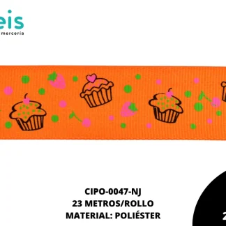 CINTA FAYA POPOTILLO CUPCAKE 2.5cm REF: #15 NARANJA 23 M/ROLLO