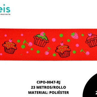 CINTA FAYA POPOTILLO CUPCAKE 2.5cm REF: #15 ROJO 23 M/ROLLO