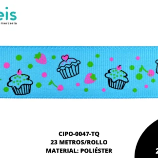 CINTA FAYA POPOTILLO CUPCAKE 2.5cm REF: #15 TURQUESA 23 M/ROLLO