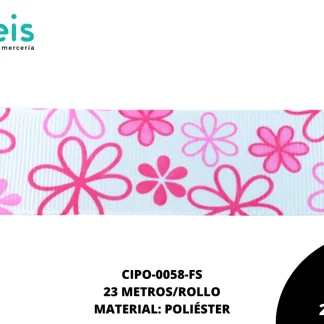 CINTA FAYA POPOTILLO FLOR BL 2.5cm FUCSIA 23 M/ROLLO