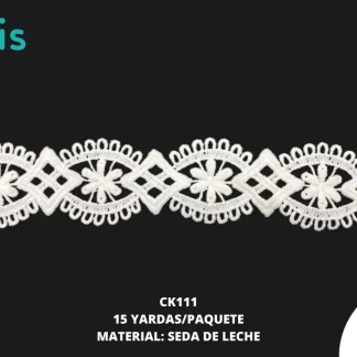GUIPIUR SEDA DE LECHE 4.0 CM CK111 15 YAD/PZ BLANCO