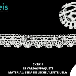 GUIPIUR SEDA DE LECHE CON LENTEJUELA CK1914 15 YD/PAQ BLANCO