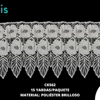 GUIPIUR POLIESTER BRILLOSO PLANO CK562 BLANCO 28 CM 15 YARDAS/PAQUETE