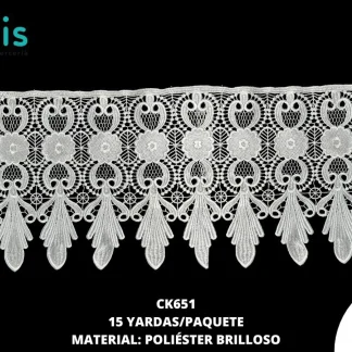 GUIPIUR ANCHO POLIESTER 15 YRD/PQT CK651 BLANCO AZULADO