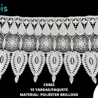 GUIPIUR POLIESTER BRILLOSO PLANO CK662 BLANCO 31 CM 15 YARDAS/PAQUETE
