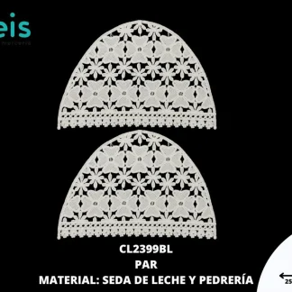MANGAS SEDA DE LECHE DECORADO PLANA EN PAR TREBOL 25 PAR/PQT BLANCO