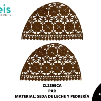 MANGA SEDA DE LECHE TREBOL CON PERLA Y PIEDRA 25 PAR/PQT CAMEL