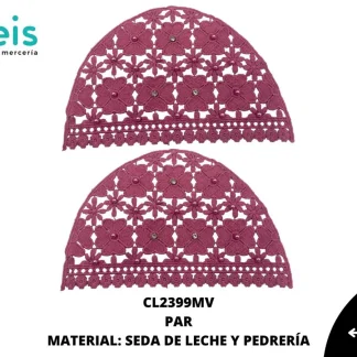 MANGAS SEDA DE LECHE DECORADO PLANA EN PAR TREBOL 25 PAR/PQT MALVA