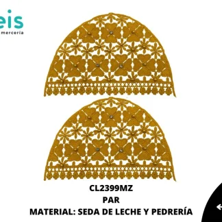 MANGAS SEDA DE LECHE DECORADO PLANA EN PAR TREBOL 25 PAR/PQT MOSTAZA