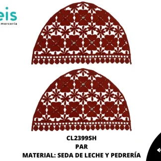 MANGA SEDA DE LECHE TREBOL CON PERLA Y PIEDRA 25 PAR/PQT SHEDRON