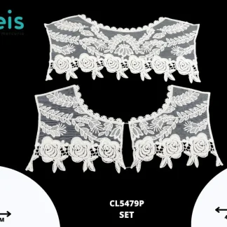 CUELLOS POLIESTER BRILLOSO SET CON ESPALDA CL5479P C: 44cmX20cm E: 44cmX20cm BLANCO