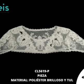 CUELLOS POLIESTER BRILLOSO SET CAPA TULL CL5619-P 66cmX17cm BLANCO