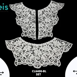 CUELLOS SEDA DE LECHE SET PARTIDO CON ESPALDA CL6400-BL C: 47cmX36cm E: 50cmX22cm BLANCO
