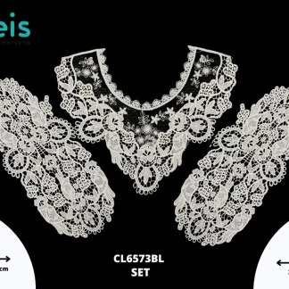 CUELLOS POLIESTER BRILLOSO SET CON MANGAS CL6573BL C: 35.5cmX29cm M: 38cmX16cm BLANCO