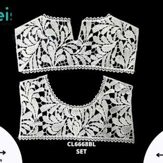 CUELLOS POLIESTER BRILLOSO SET CON ESPALDA CL6668BL C: 38cmX19cm E: 36cmX21cm BLANCO