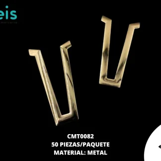 HERRAJE V LISO 8x4CM DORADO 50U/PQT