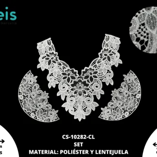 SET CUELLOS POLIESTER CON LENTEJUELA