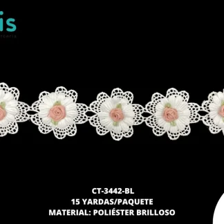 GUIPIUR POLIESTER BRILLOSO DECORADO CT-3442-BL BLANCO