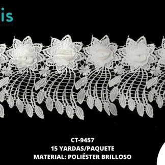 GUIPIUR POLIESTER BRILLOSO 3D CT-9457 BLANCO 17 CM 15 YARDAS/PAQUETE