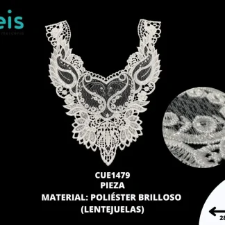 CUELLO TULL LENTEJUELA SIN PIEDRA 25 PZ/PQT CUE1479 BLANCO