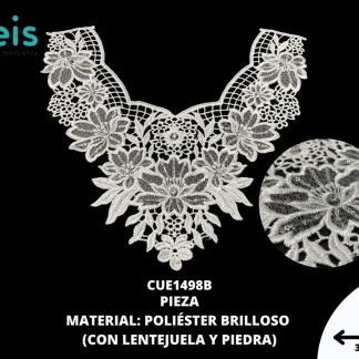 CUELLO TULL LENTEJUELA 10 PIEDRAS 25 PZ/PQT CUE1498B BLANCO