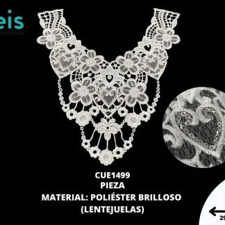CUELLO TULL LENTEJUELA SIN PIEDRA 25 PZ/PQT CUE1499 BLANCO